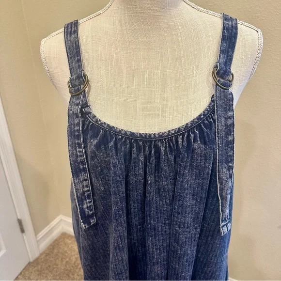 Free People Convertible Denim Mini Dress Size Medium - Picture 5 of 10